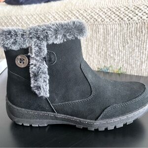 Khombu Black Faux-Fur Trim Winter Boots